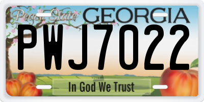 GA license plate PWJ7022