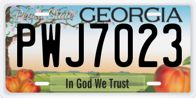 GA license plate PWJ7023
