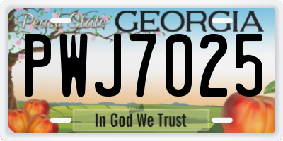 GA license plate PWJ7025