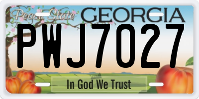 GA license plate PWJ7027