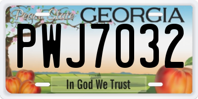 GA license plate PWJ7032