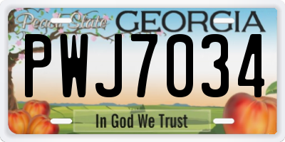 GA license plate PWJ7034