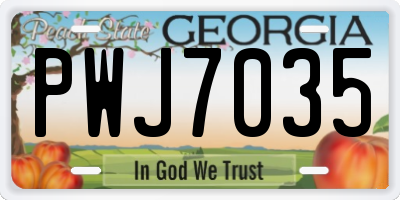 GA license plate PWJ7035