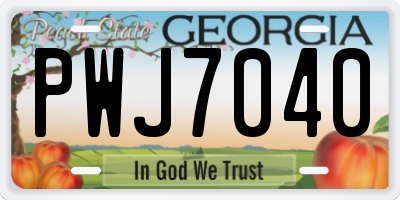 GA license plate PWJ7040