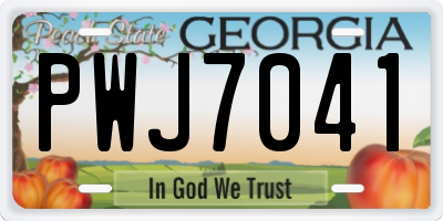 GA license plate PWJ7041
