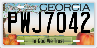 GA license plate PWJ7042