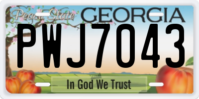 GA license plate PWJ7043