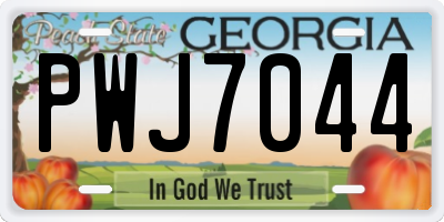 GA license plate PWJ7044