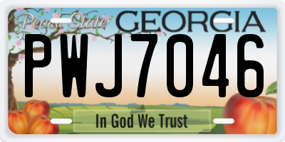 GA license plate PWJ7046