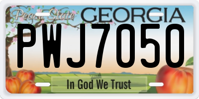 GA license plate PWJ7050