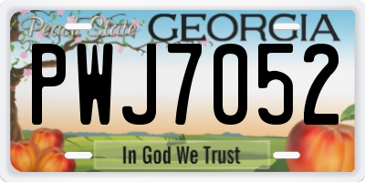 GA license plate PWJ7052