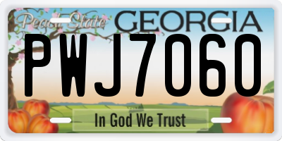 GA license plate PWJ7060