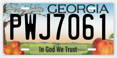 GA license plate PWJ7061