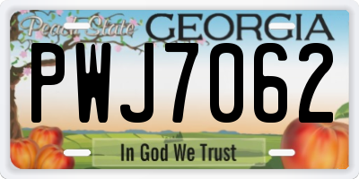 GA license plate PWJ7062