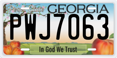 GA license plate PWJ7063