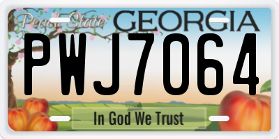 GA license plate PWJ7064