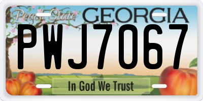 GA license plate PWJ7067