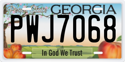 GA license plate PWJ7068