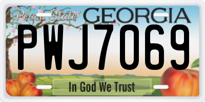 GA license plate PWJ7069