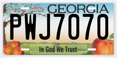 GA license plate PWJ7070