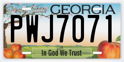 GA license plate PWJ7071
