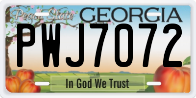 GA license plate PWJ7072