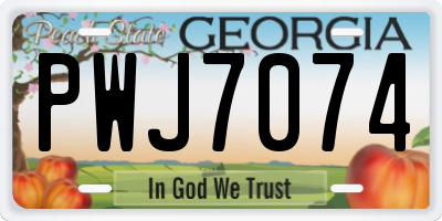 GA license plate PWJ7074