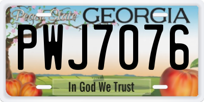 GA license plate PWJ7076