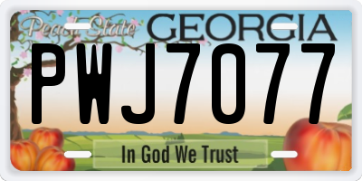 GA license plate PWJ7077