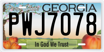 GA license plate PWJ7078