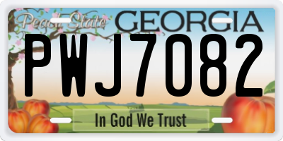 GA license plate PWJ7082