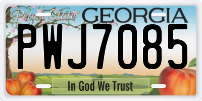 GA license plate PWJ7085