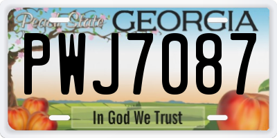 GA license plate PWJ7087