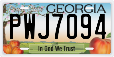 GA license plate PWJ7094