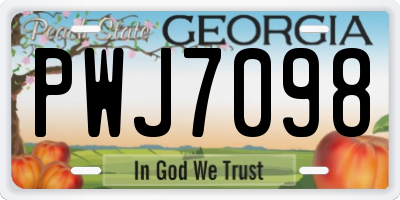 GA license plate PWJ7098