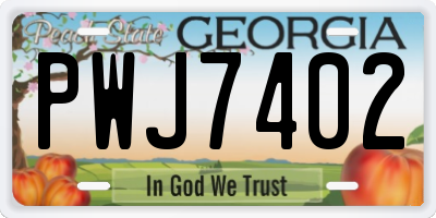 GA license plate PWJ7402