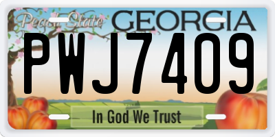 GA license plate PWJ7409