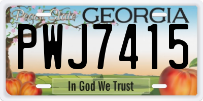 GA license plate PWJ7415