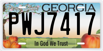 GA license plate PWJ7417