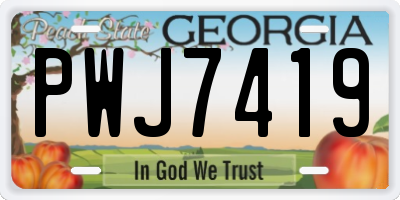 GA license plate PWJ7419
