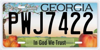 GA license plate PWJ7422