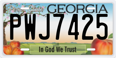GA license plate PWJ7425
