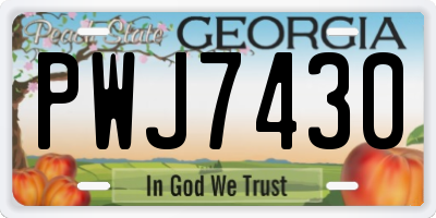 GA license plate PWJ7430