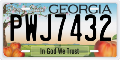 GA license plate PWJ7432
