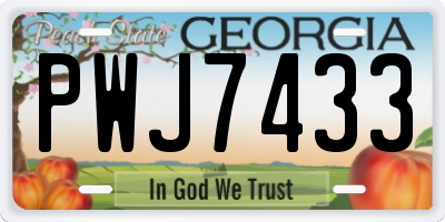 GA license plate PWJ7433