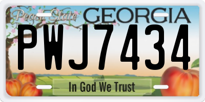 GA license plate PWJ7434