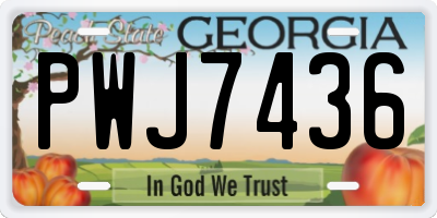 GA license plate PWJ7436