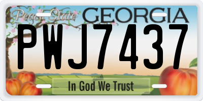 GA license plate PWJ7437