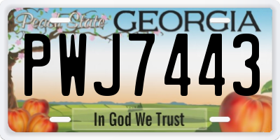 GA license plate PWJ7443