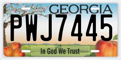 GA license plate PWJ7445